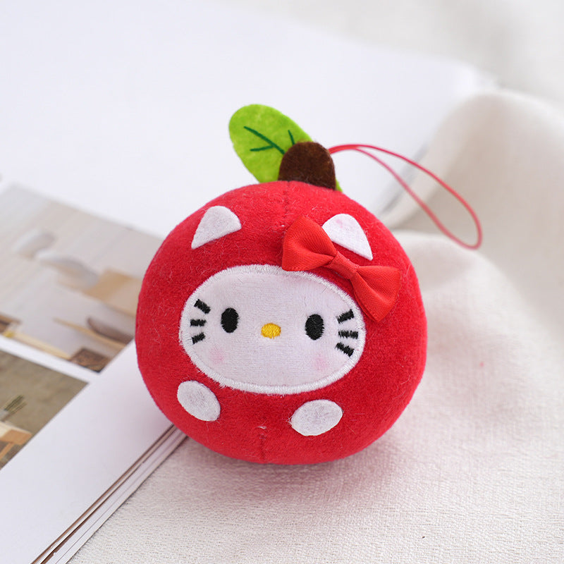 Sanrio series coloful apple plush key chain