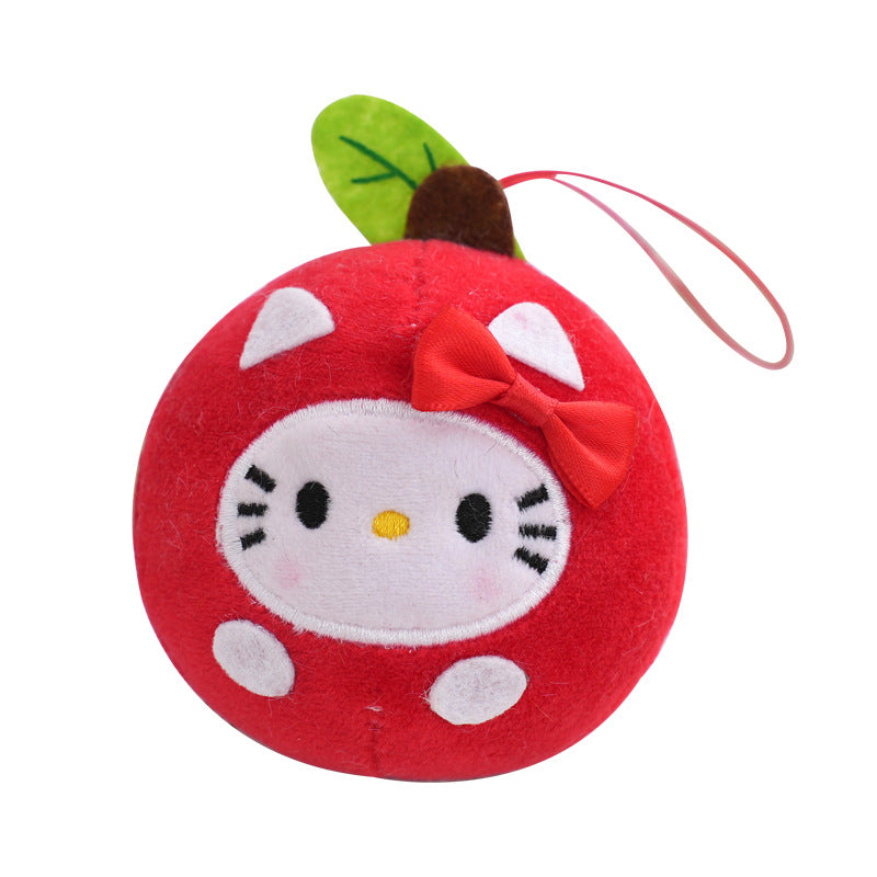 Sanrio series coloful apple plush key chain