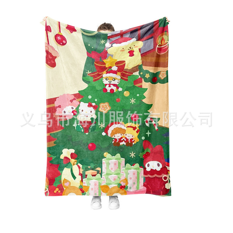 【TY-0001】New Sanrio Fleece Blanket Christmas Gift Blanket Autumn and Winter Warm Sofa Cover Blanket Shawl