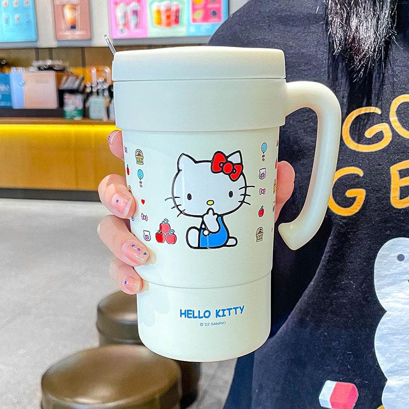 Mug with straw cute office water cup girl high value hellokitty Cup coffee mug