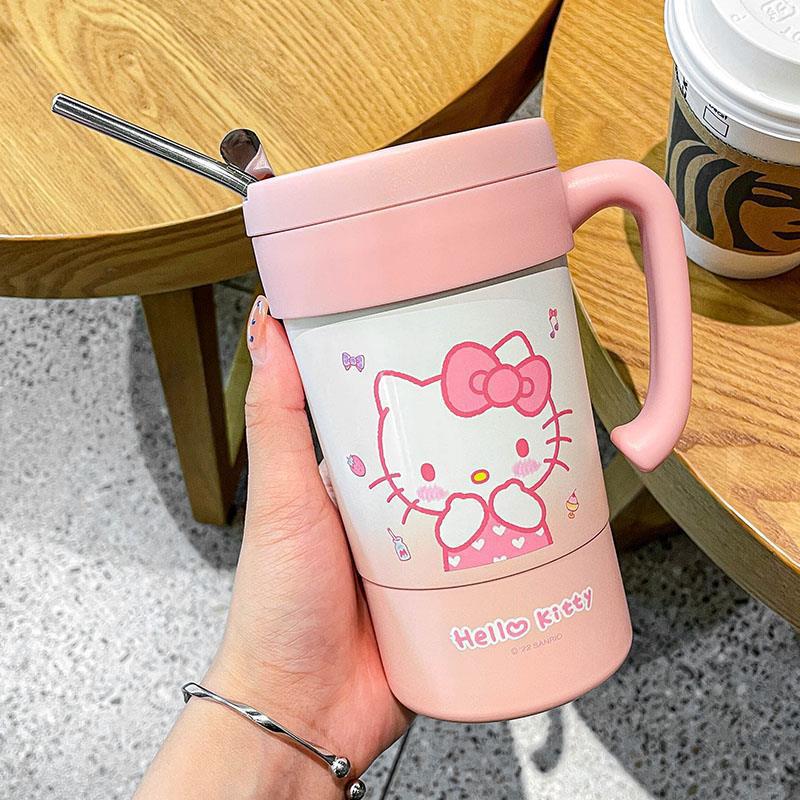 Mug with straw cute office water cup girl high value hellokitty Cup coffee mug