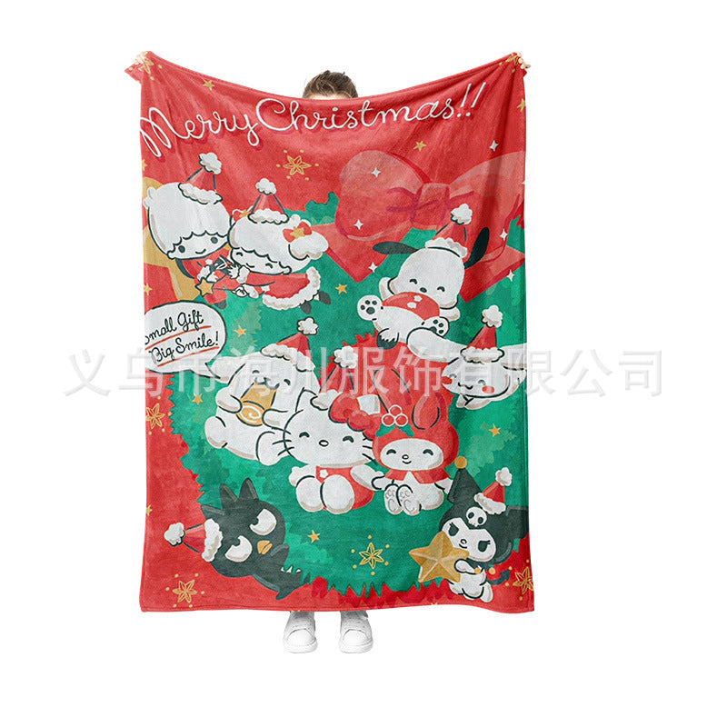 【TY-0001】New Sanrio Fleece Blanket Christmas Gift Blanket Autumn and Winter Warm Sofa Cover Blanket Shawl