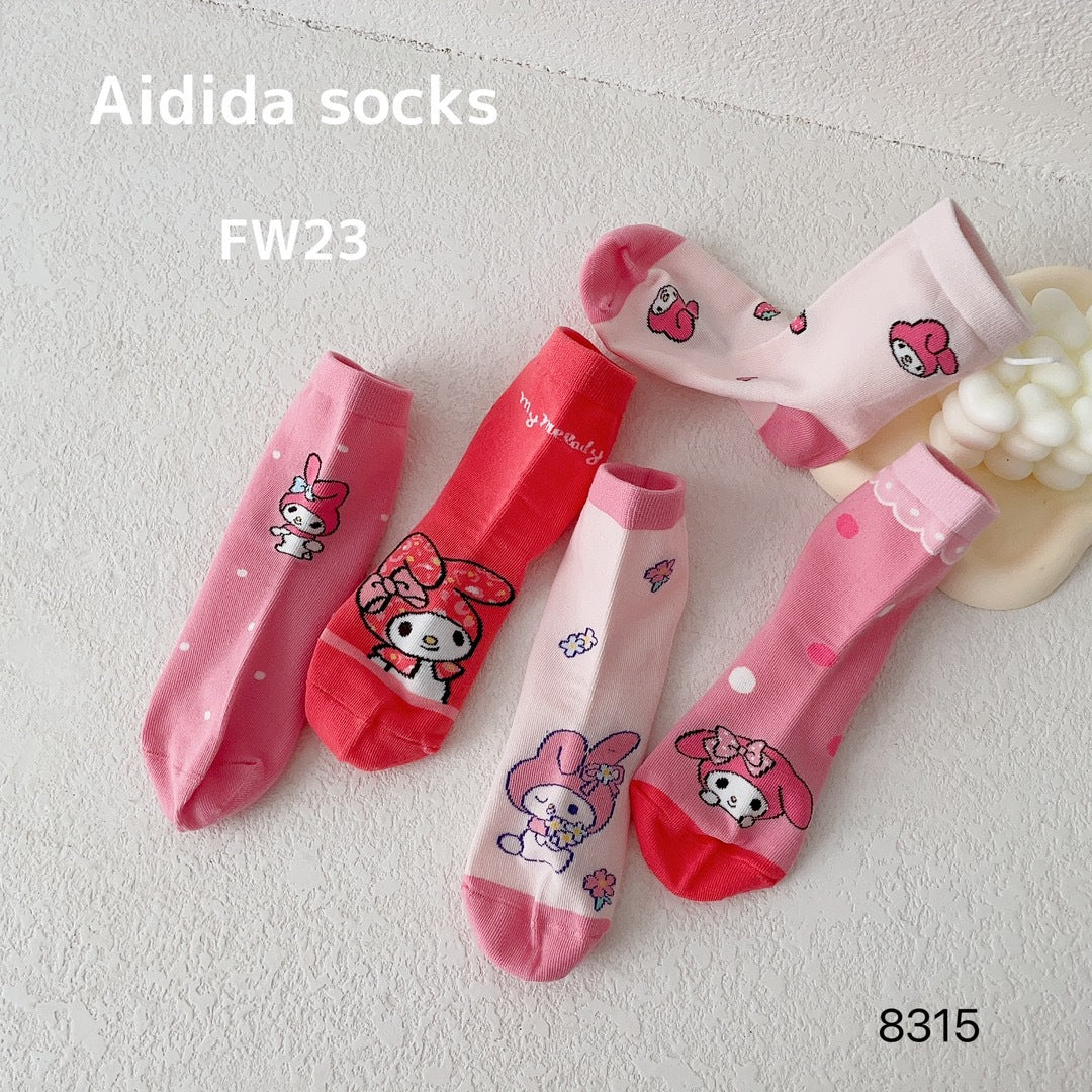 【DU-0058】Kuromi children&#039;s socks fall/winter new love ticking girl baby cute princess cartoon socks ins explosions socks.