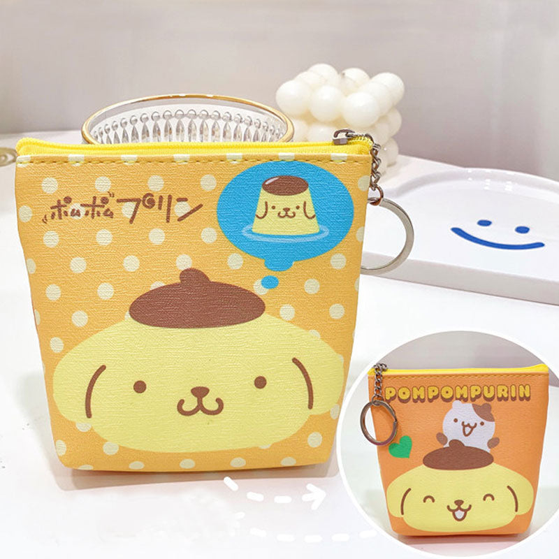 Cute cartoon coin purse students children loose wallet PU leather zipper coin purse headphone bag carry-on organizer bag