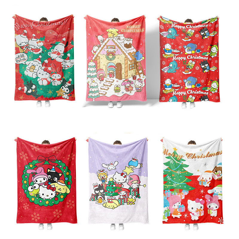 【TY-0001】New Sanrio Fleece Blanket Christmas Gift Blanket Autumn and Winter Warm Sofa Cover Blanket Shawl